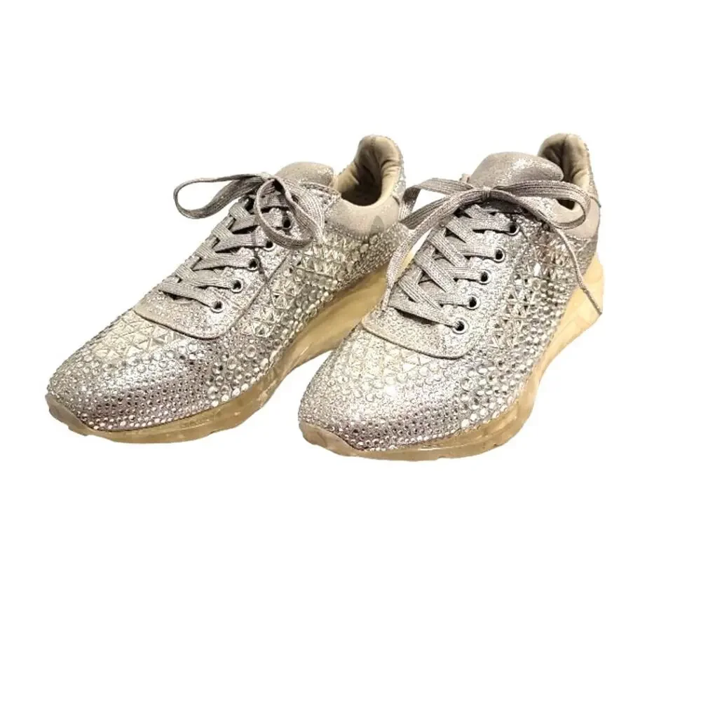 Steve Madden Sneakers Crystal Rhinestones Men's Sz 11 Lace‎ Up Corona Carissa